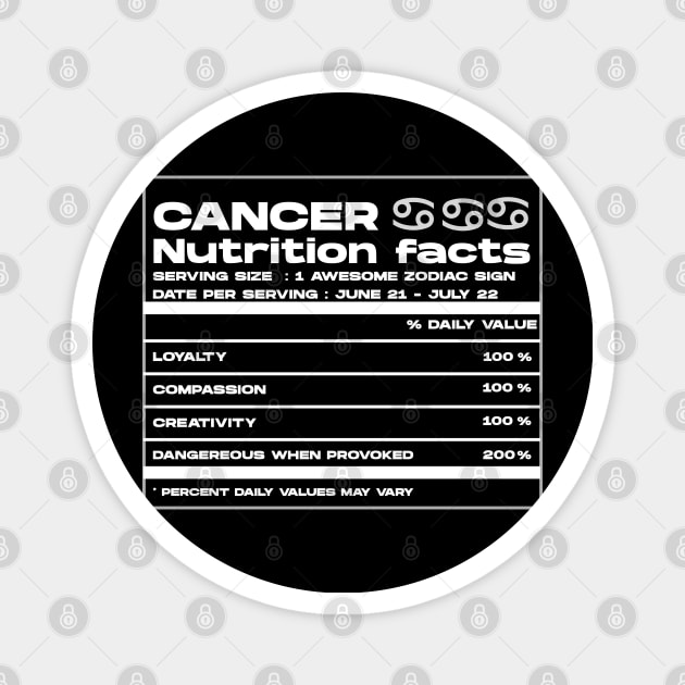 Cancer Zodiac Nutrition Facts Magnet by HamzaNabil